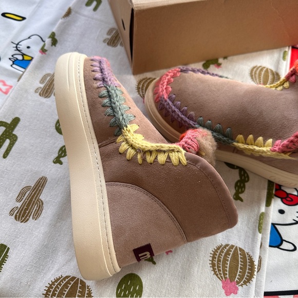 Mou Light Brown Patchwork Woven Snow Boots - Picture 3 of 7